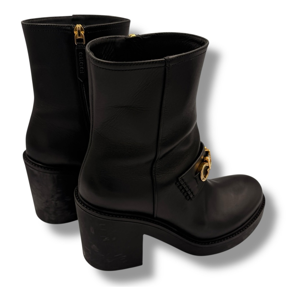 Gucci Logo Ankle Boots Black Leather – EU 37 - Picture 5 of 16